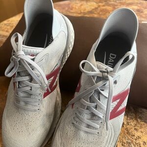 New Balance Light Gray and Burgundy Running Shoes